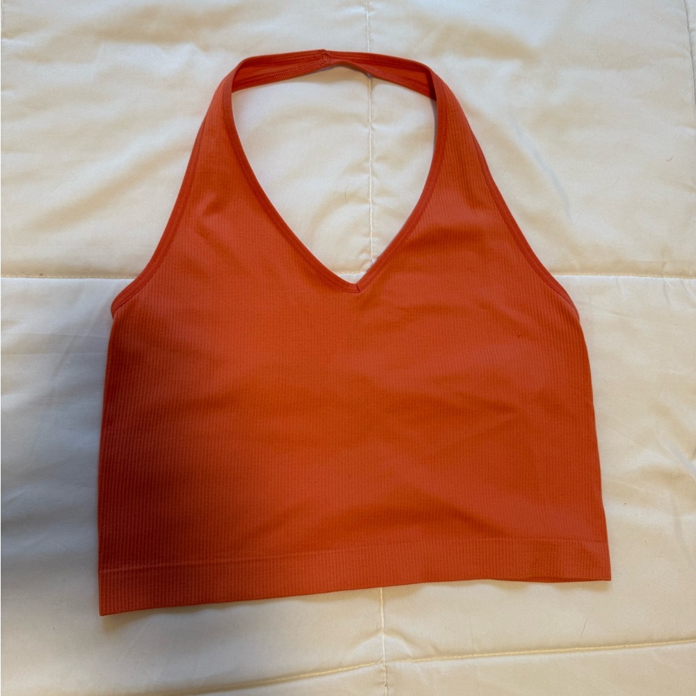 Vibrant Orange Halter Crop Top
